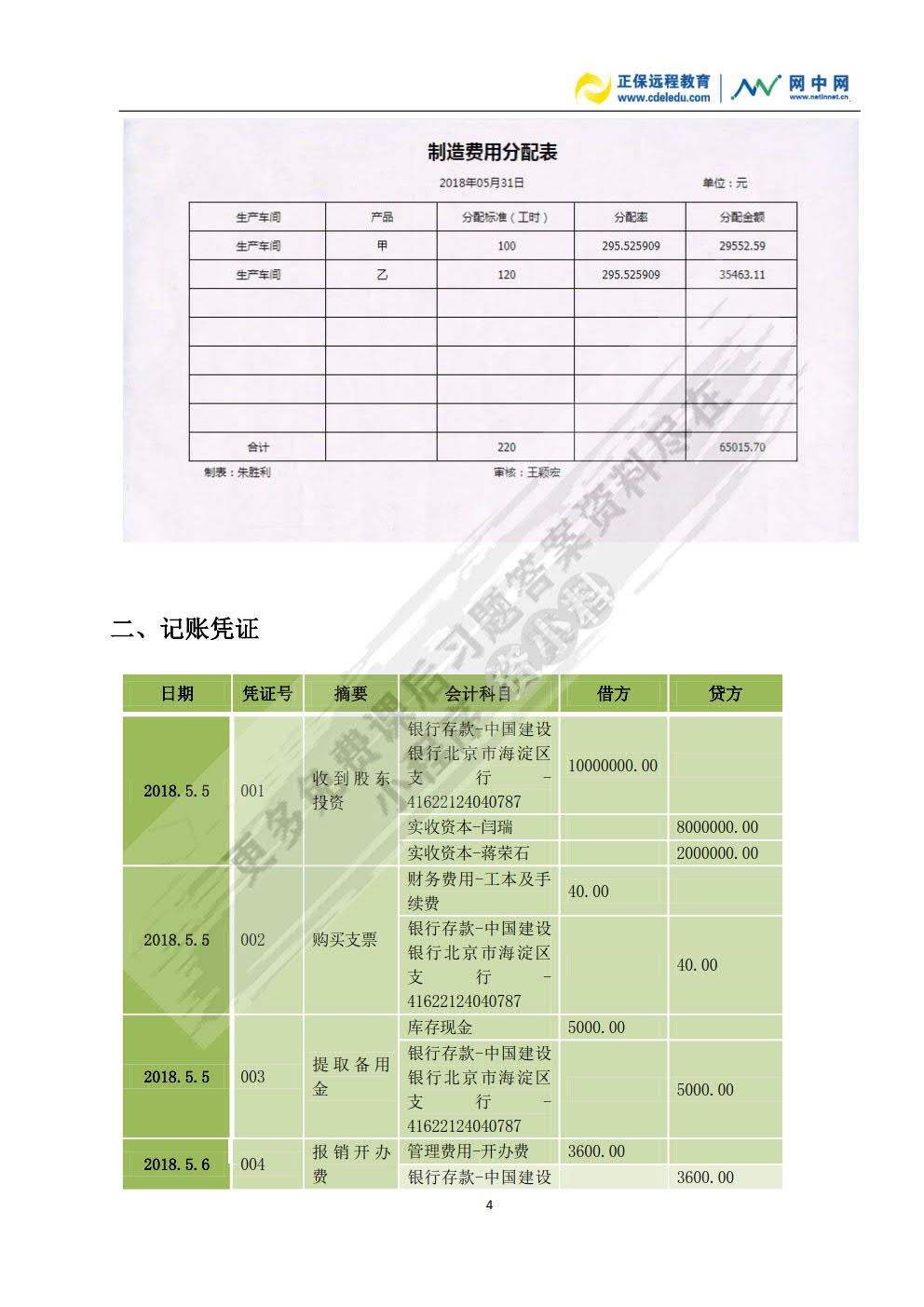 精编基础会计综合模拟实训（手工全盘账）