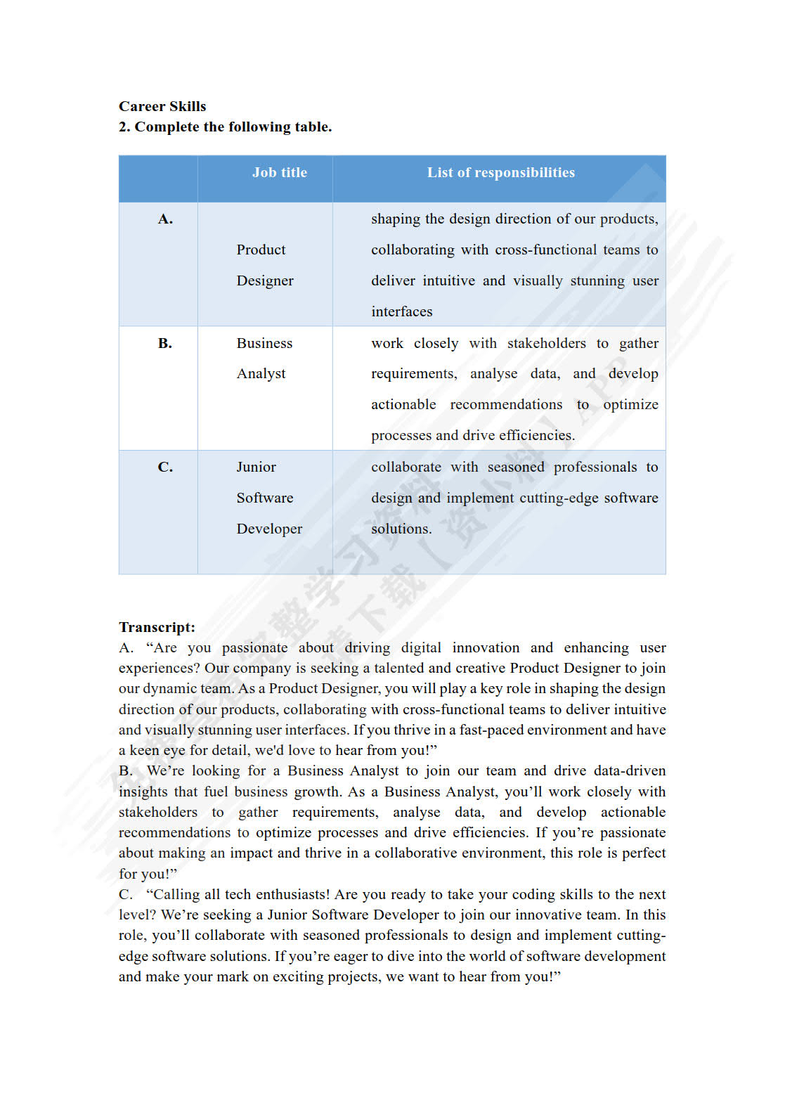 新时代大学商务英语综合教程1