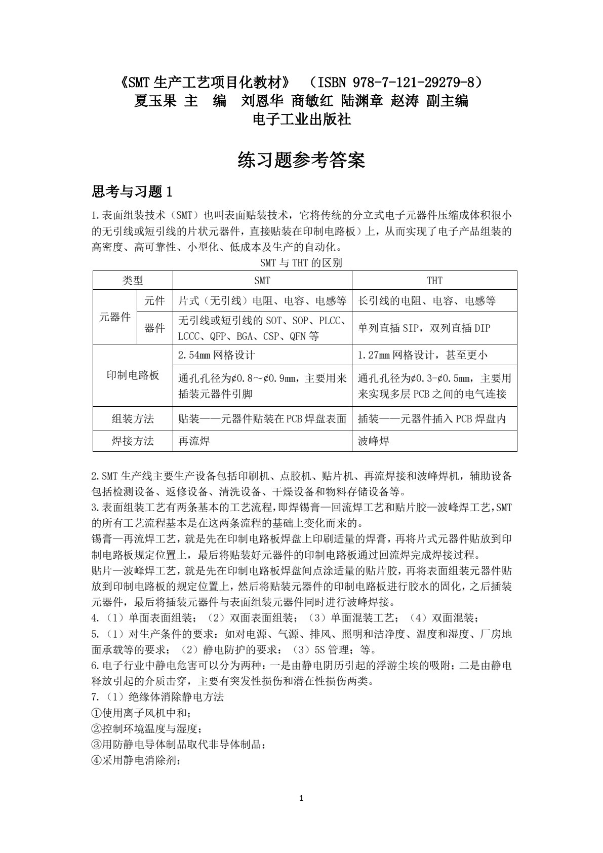SMT生产工艺项目化教程