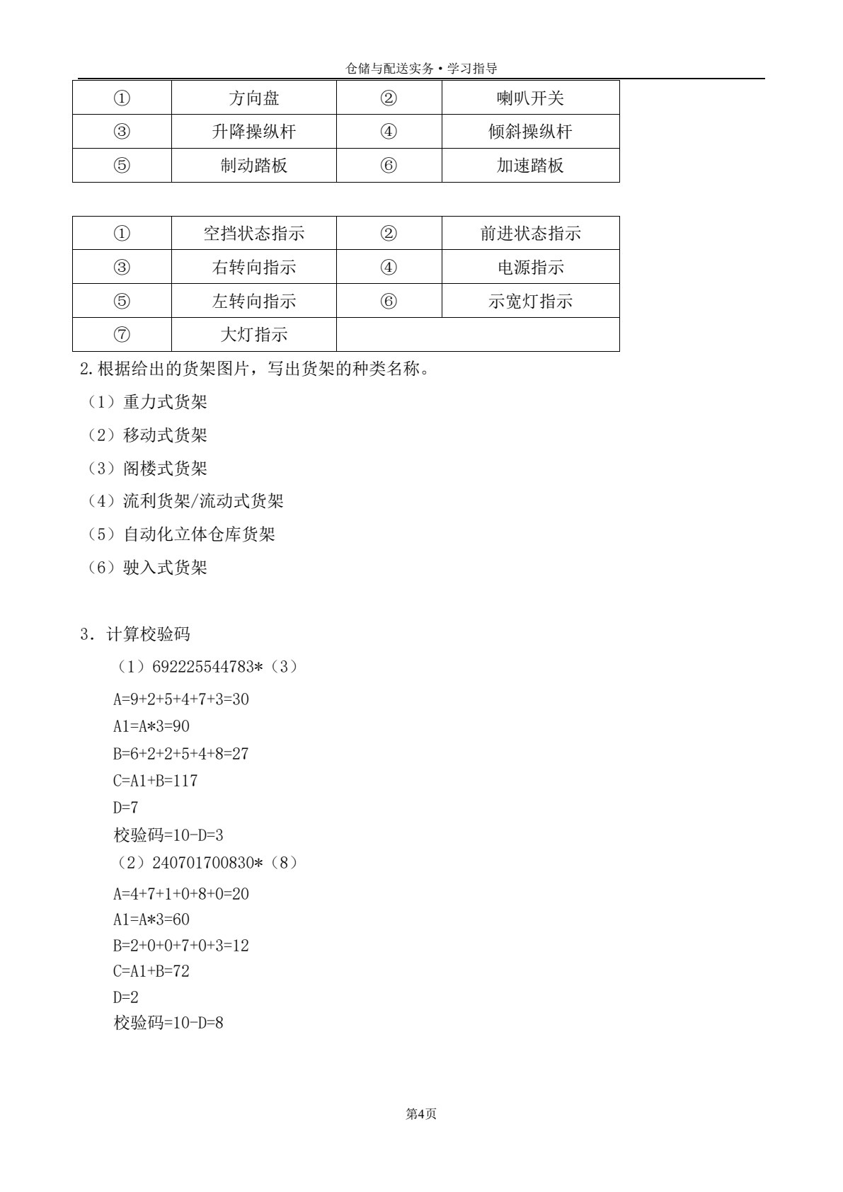 仓储与配送实务&middot;学习指导