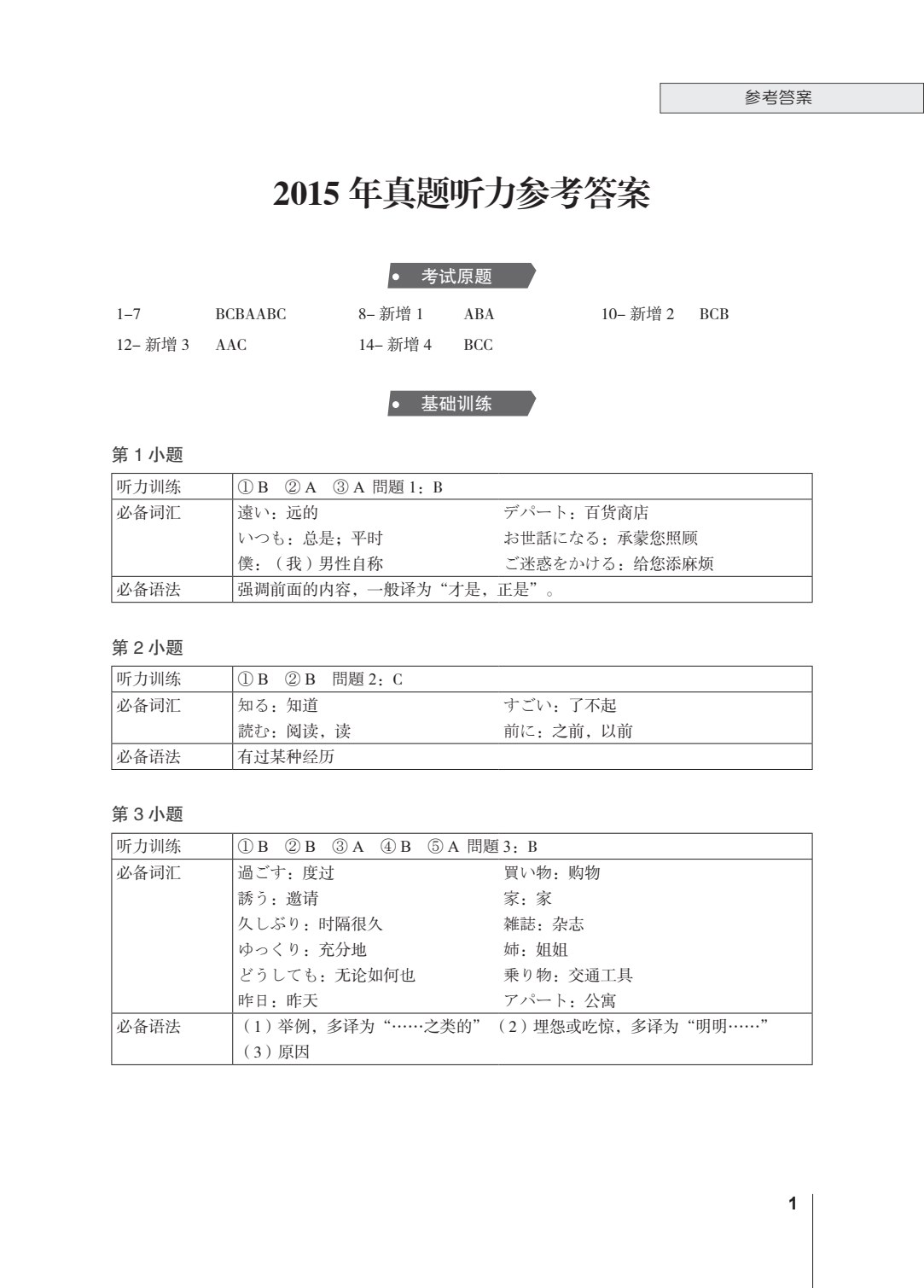 高考日语真题 听力新练（下）