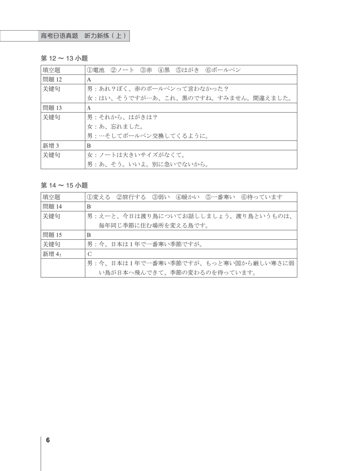 高考日语真题 听力新练（上）