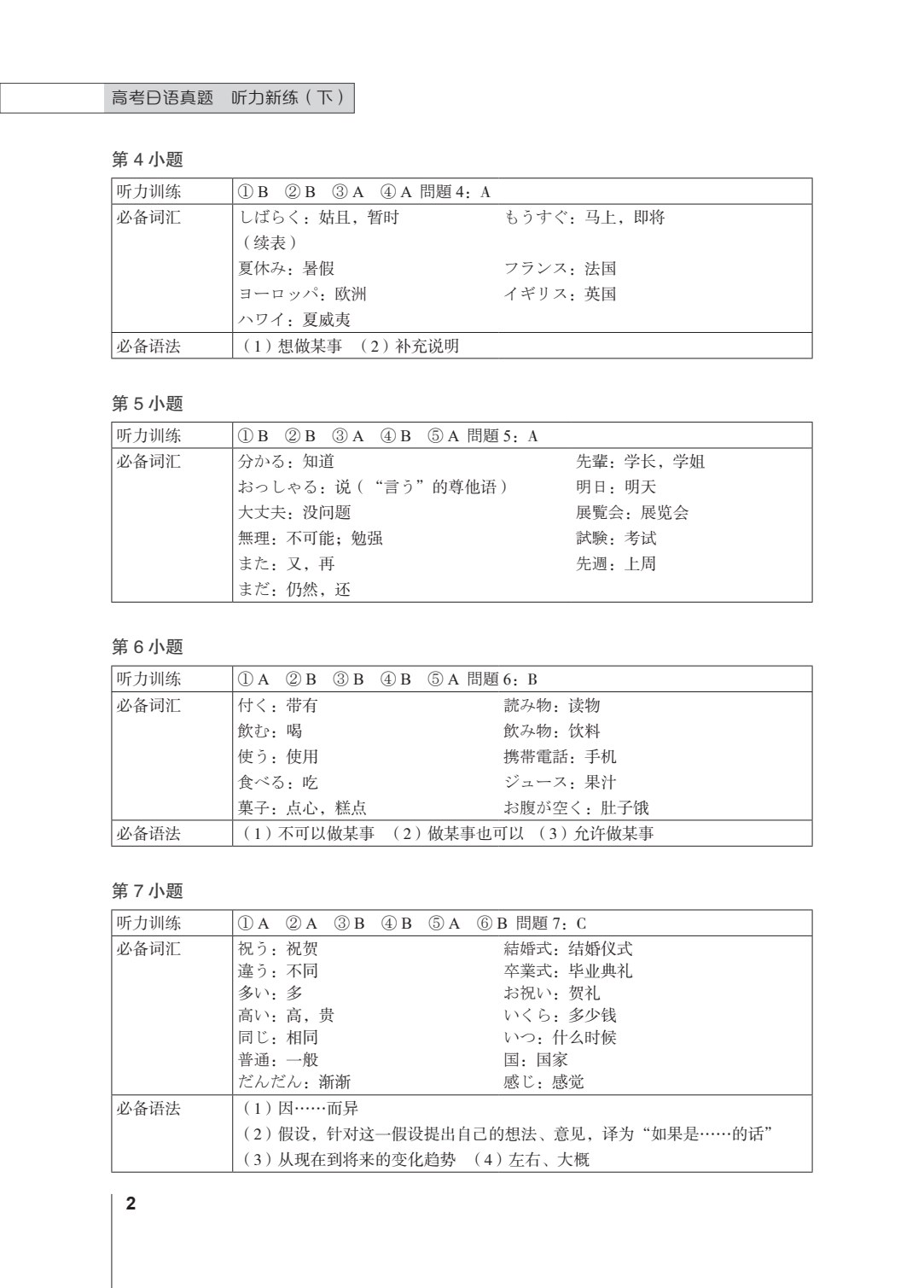 高考日语真题 听力新练（下）
