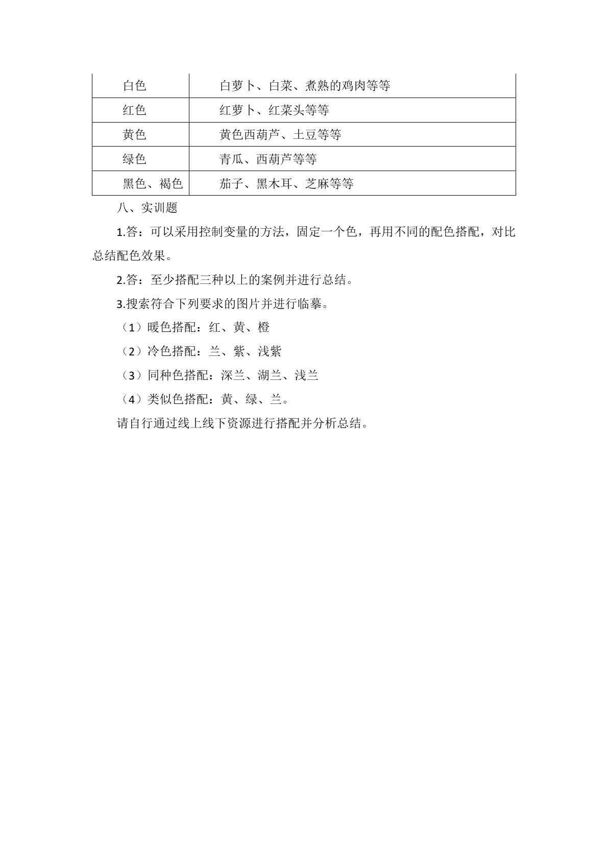 烹饪美学习题册
