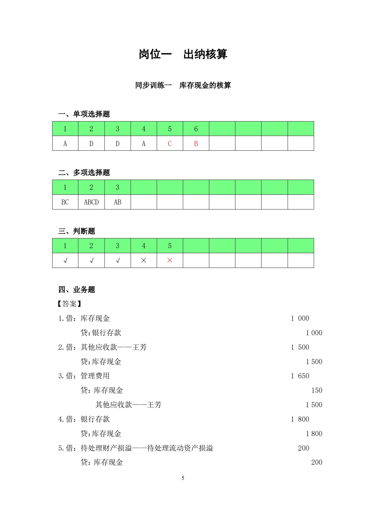 财务会计学习指导、习题与分岗实训（第二版）